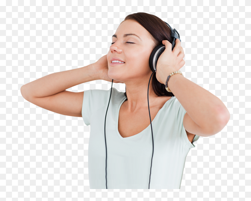 Listening - Girl With Headphones Png, Transparent Png - 705x591 ...