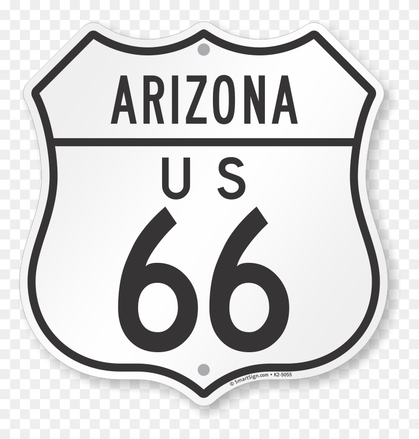 Us 66 Arizona Route Marker Shield Sign - Parking Sign, HD Png Download ...