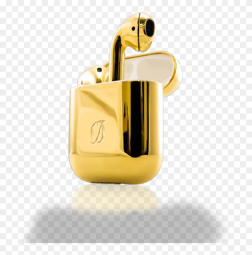 24k Gold Airpods - Rose Gold Air Pod, HD Png Download - 726x773