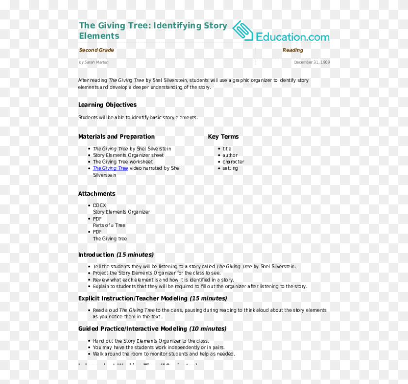 The Giving Tree - Lesson Plan On Perimeter, HD Png Download - 523x709 ...