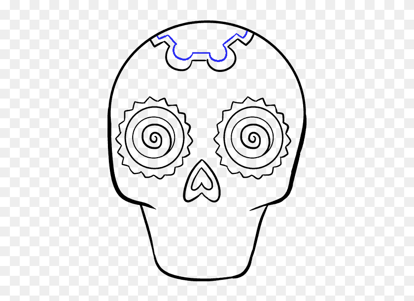 How To Draw A Sugar Skull Step By Step Tutorial Easy - Drawing Sugar Skulls Easy, HD Png Download 