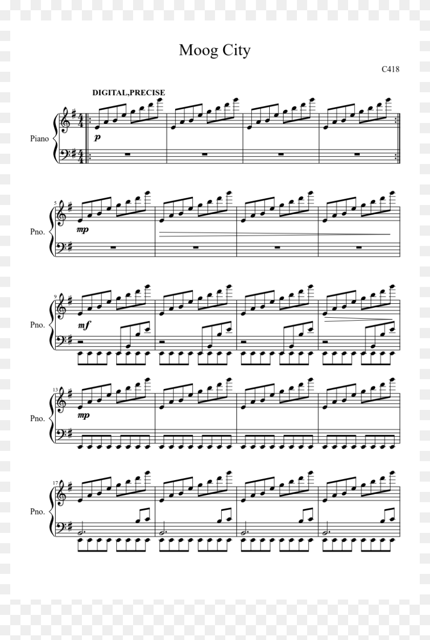 Moog City From Minecraft Muffin Song Piano Sheet Music Hd Png Download 827x1169 5604702 Pinpng - muffin song roblox piano