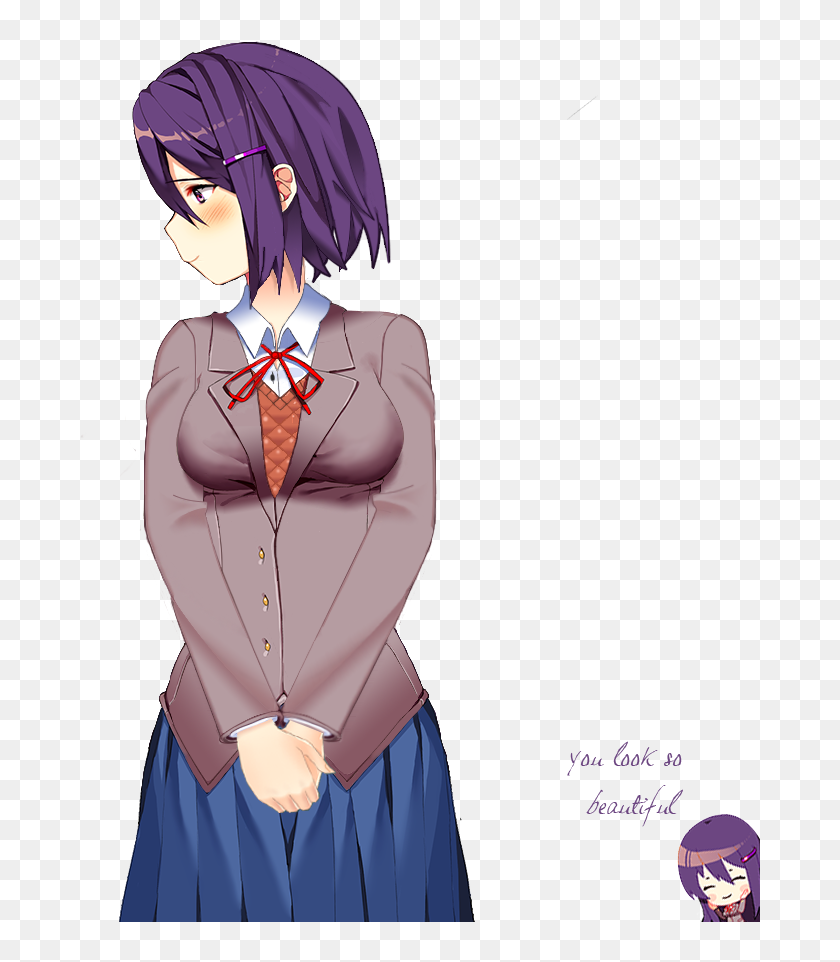 Ddlc Doki Doki Literature Club Yuri Ddlc Yuri Mirrorteru - Cartoon, HD Png  Download, free png download