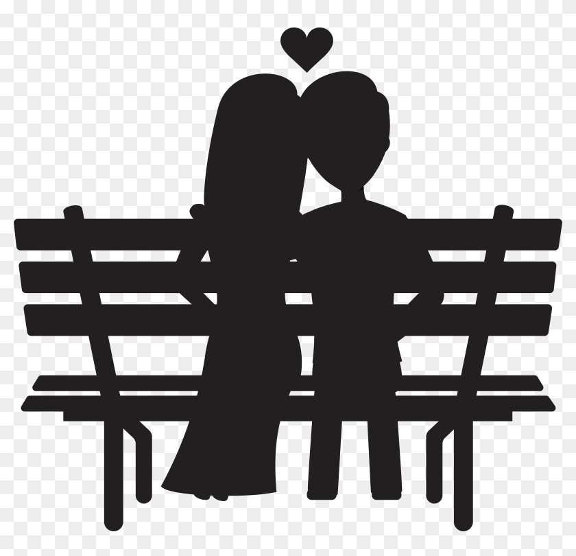 Couple On Bench Silhouettes Transparent Image, HD Png Download ...