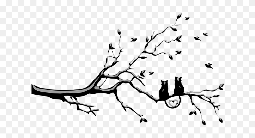 Cats Midnight Gothic Surreal - Bedroom Tree Wall Art, HD Png Download ...