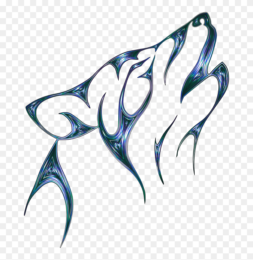 Gray Head Wolf Howl Tattoo Free Frame - Howling Easy Wolf Drawing, HD ...