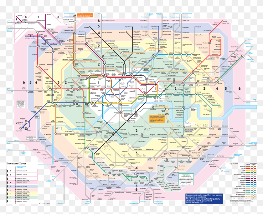 London Maps - London Travel Zones Map 1 9, HD Png Download - 3200x2458 ...