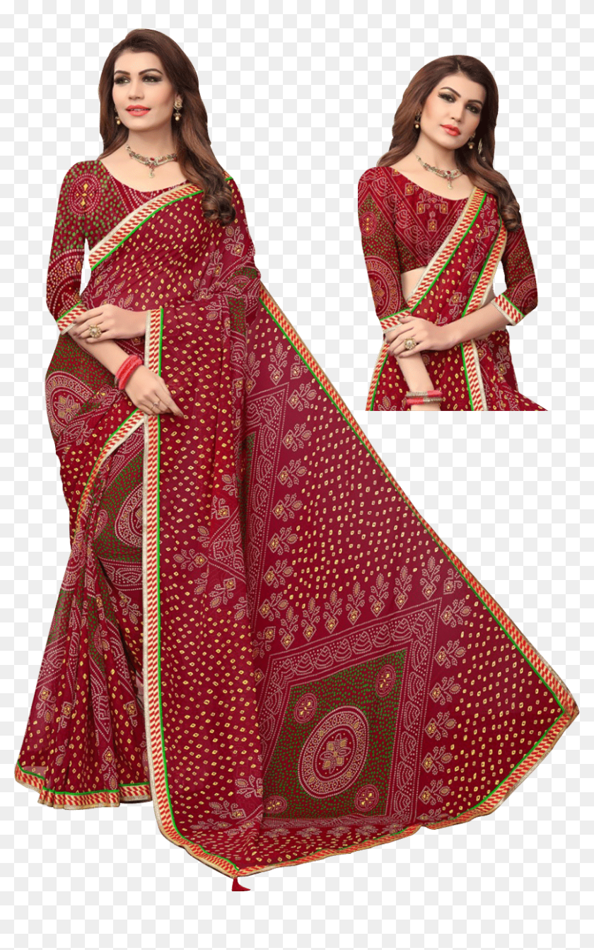 Bandhani Saree - Silk, HD Png Download - 828x1263 (#6132526) - PinPng
