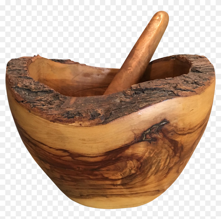 Natural Wood Mortar & Pestle On Chairish, HD Png Download - 2991x2816 ...