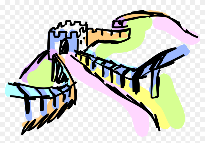 Vector Illustration Of Great Wall Of China Fortification - Easy ...