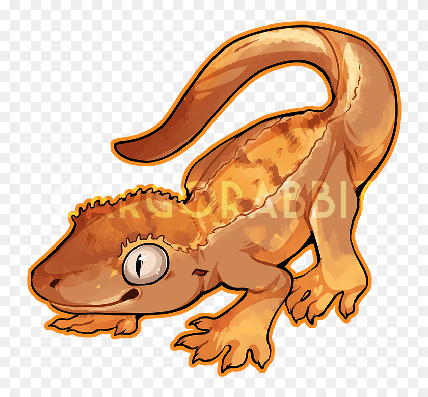 Crested Gecko Stickers , Png Download - Crested Gecko Cartoon 