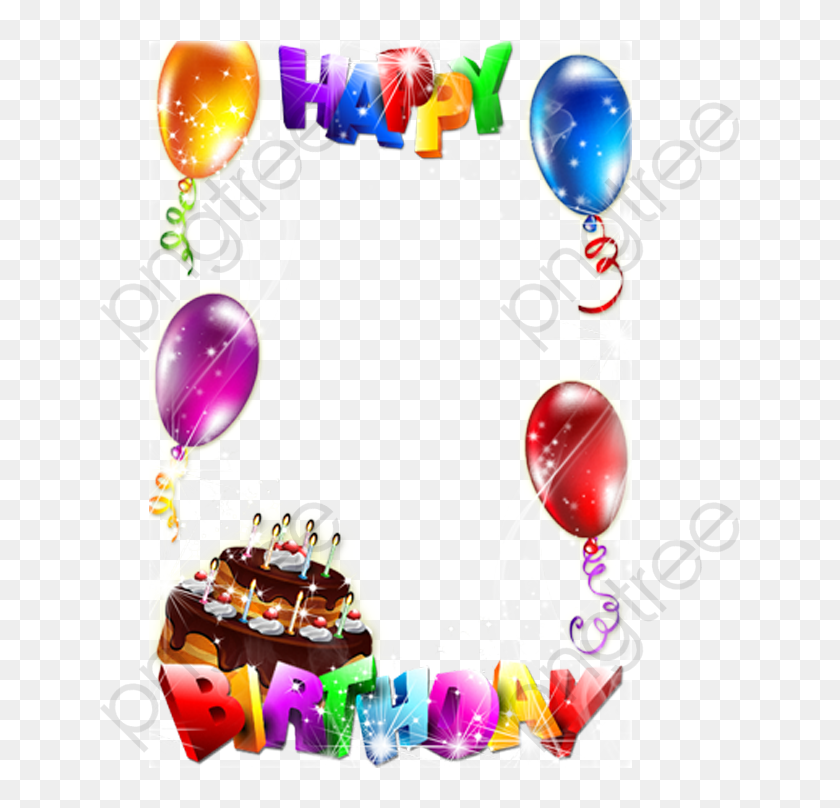 Birthday Balloons Clipart Frame - صور اطارات عيد ميلاد, HD Png Download ...