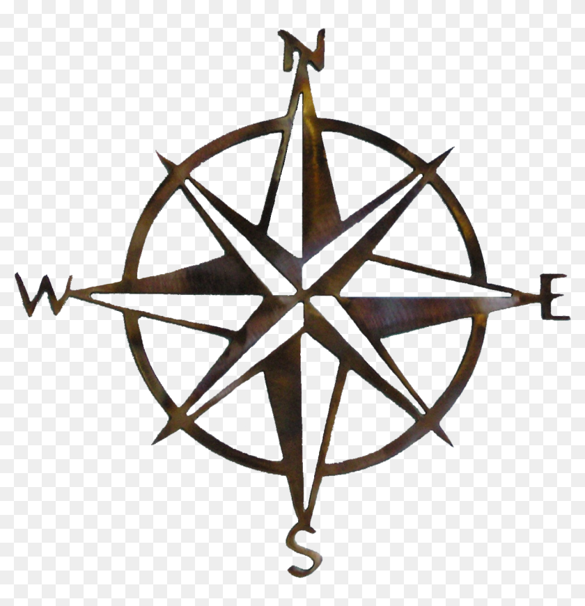 Compass Rose Wall Art - Simple Easy Compass Drawing, HD Png Download ...