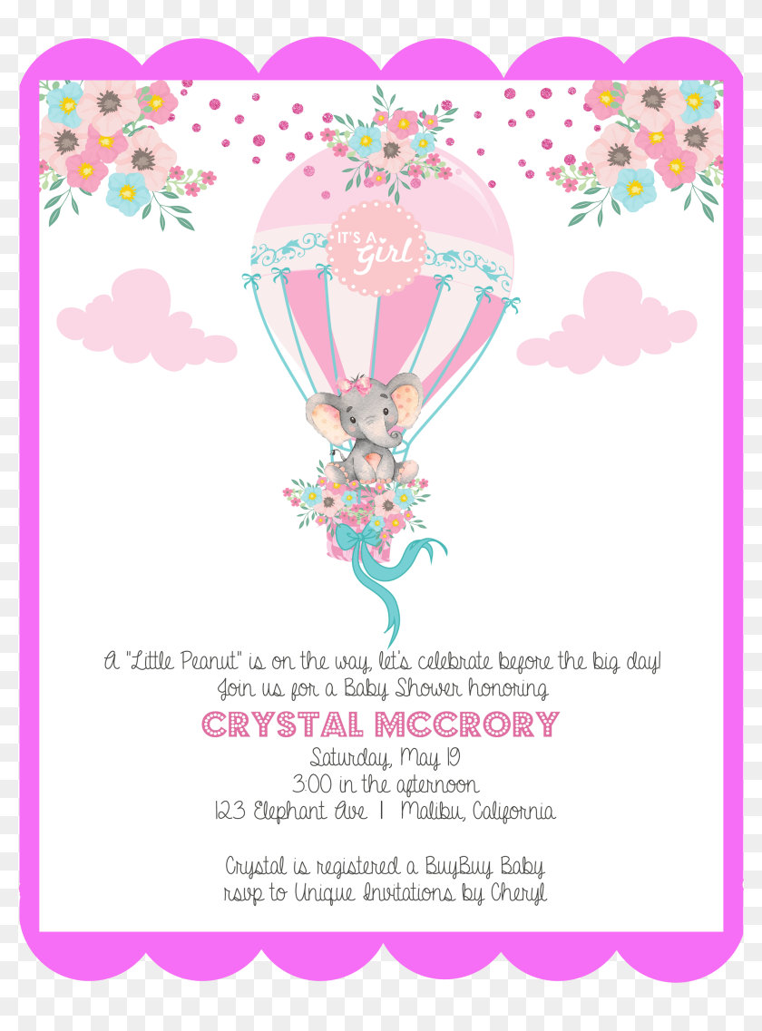 pink elephant baby shower invites hd png download 2550x3300 6841014 pinpng pinpng