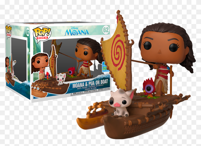 Moana With Pua Hei Hei On Boat Sdcc19 Pop Rides Vinyl Moana And Pua On Boat Funko Hd Png Download 1280x867 Pinpng