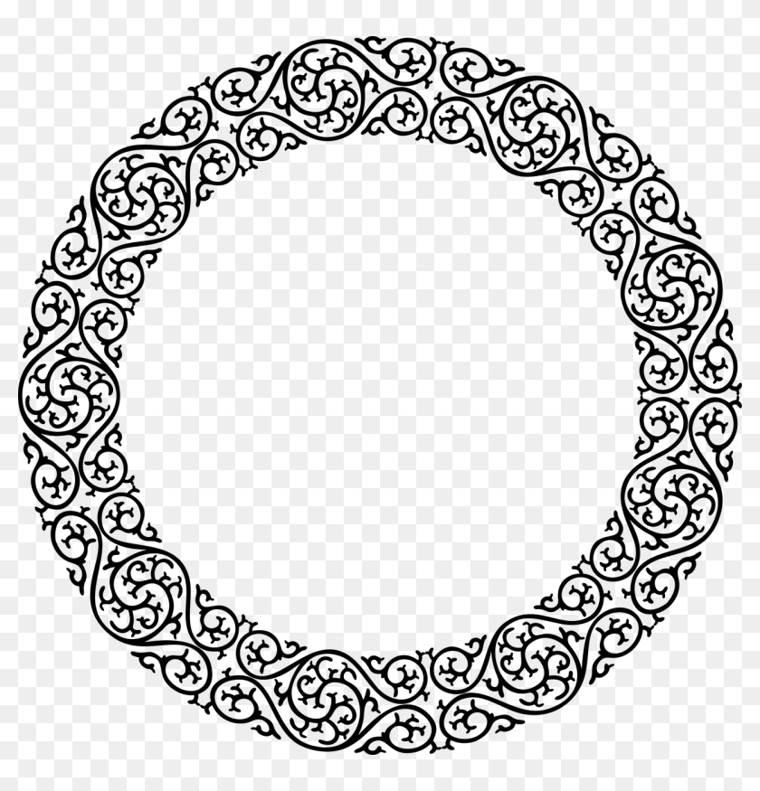 Flourish Frame Swirls Free Picture - Line Art Circle Designs, HD Png ...