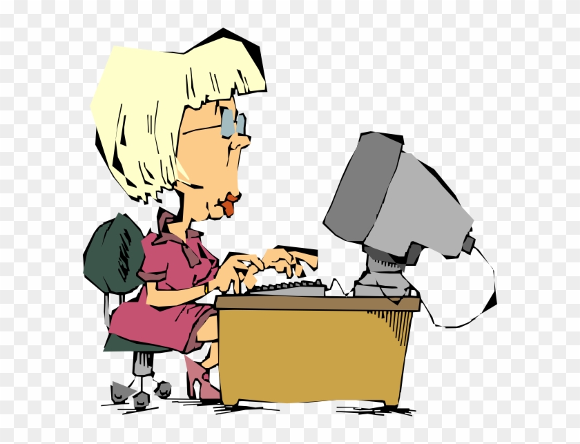 Old Lady At Computer Clipart - Free Office Clipart, HD Png Download ...