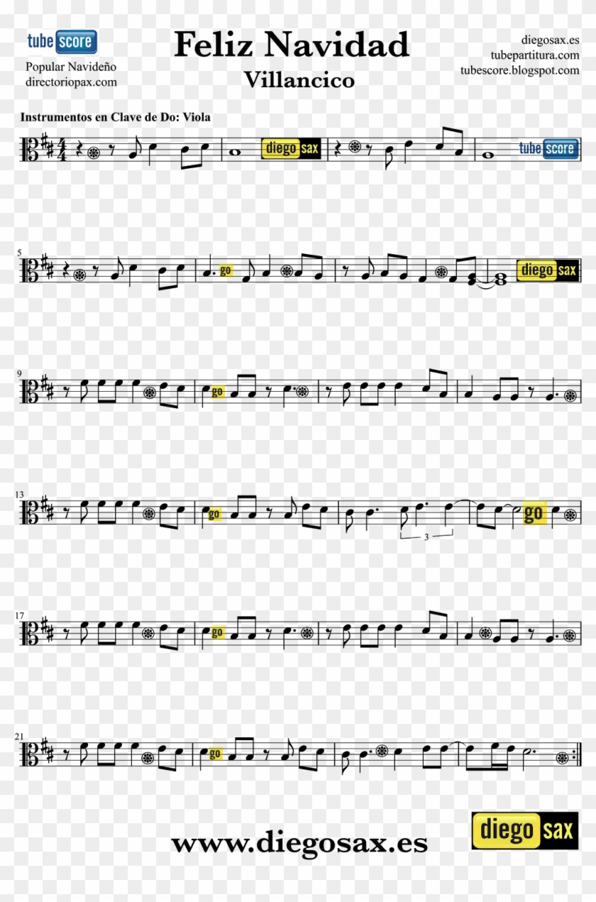 Feliz Navidad Viola Sheet Music Christmas Songs - Sheet Music, HD Png ...