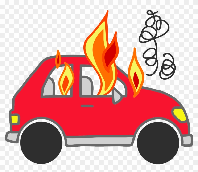 car with flames clipart