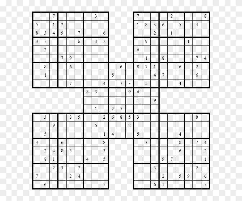 file samurai sudoku printable samurai sudoku hd png download 618x618 871051 pinpng