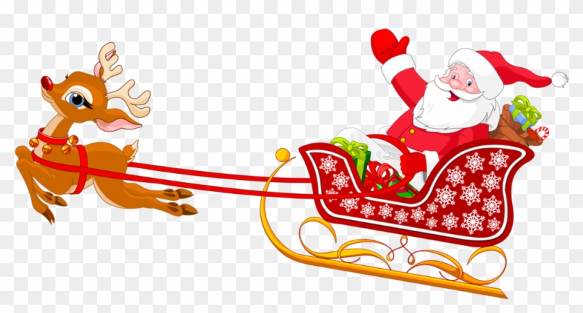 Claus S Sled Clip Art Deer Pulling - Santa Claus Sleigh Png ...